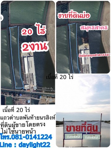 ขายที่ดินบ่อ แถวเทศบาลเมืองพันท้ายนรสิงห์ จ.สมุทรสาคร